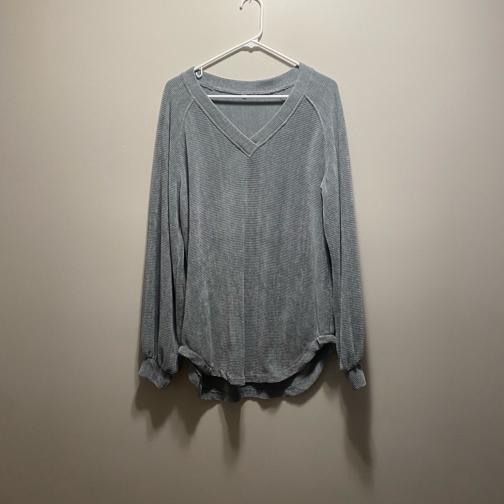 Corduroy long sleeve v neck sweater